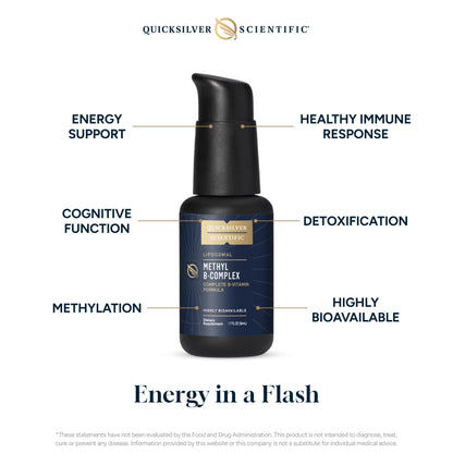Quicksilver Scientific Methyl B Complex - Liquid Vitamin with Superior Liposomal Absorption of Vitamin B12, Folate, Vitamin B6, Riboflavin, Biotin, Pantothenic Acid, Vitamin B1, Niacin (50 ml)