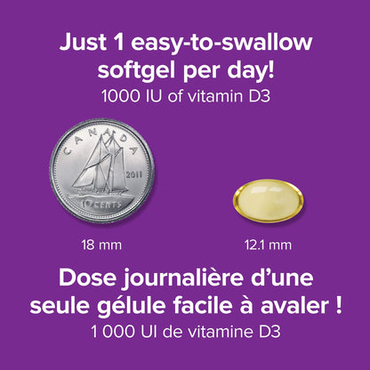 Webber Naturals Vitamin D3 1000 IU, 500 Softgels, Value Size