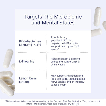 Microbiome Labs Zenbiome Sleep - L Theanine Supplement with Lemon Balm Extract & Probiotics with Bifidobacterium Longum - Help Soothe The Gut-Brain Axis at Bedtime (30 Capsules)