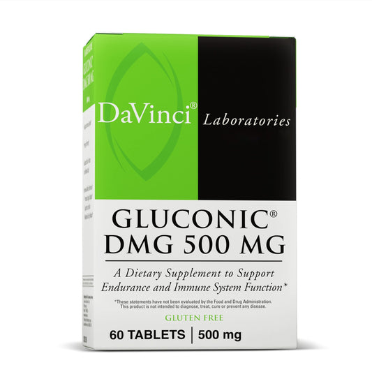DAVINCI Labs Gluconic DMG 500 mg - Dietary Supplement to Support Endurance and Immune System Function - with 500 mg N,N-Dimethylglycine per Tablet - Vegetarian - Gluten-Free - 60 Chewable Tablets