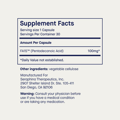 Fatty15 C15:0 Pentadecanoic Acid Supplement - 90 Vegan Capsules