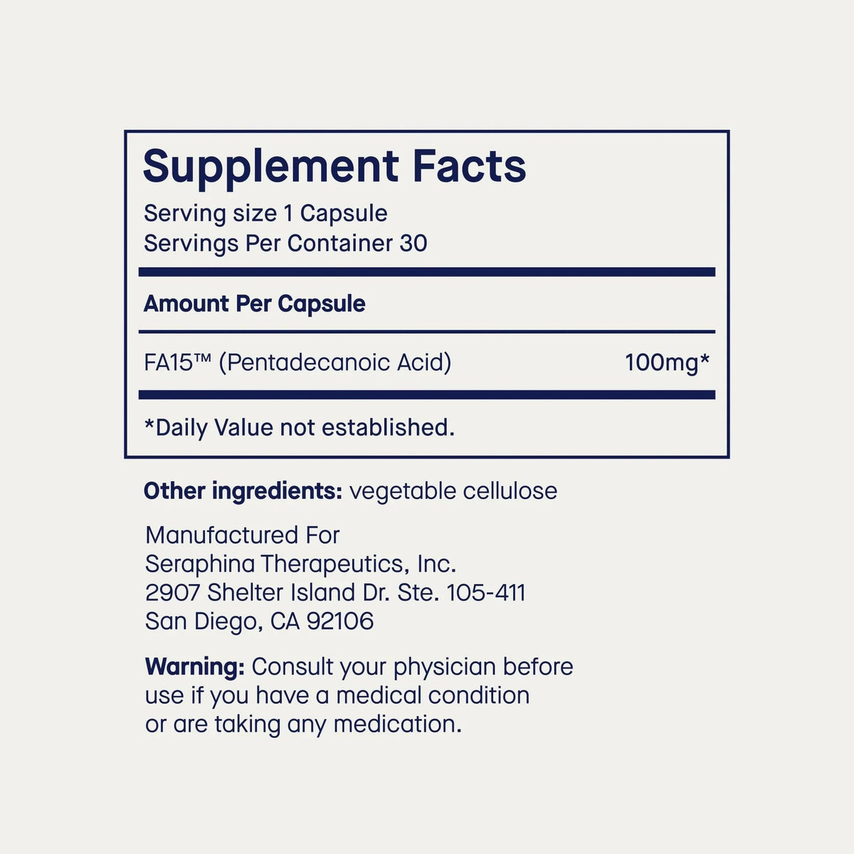 Fatty15 C15:0 Pentadecanoic Acid Supplement - 90 Vegan Capsules