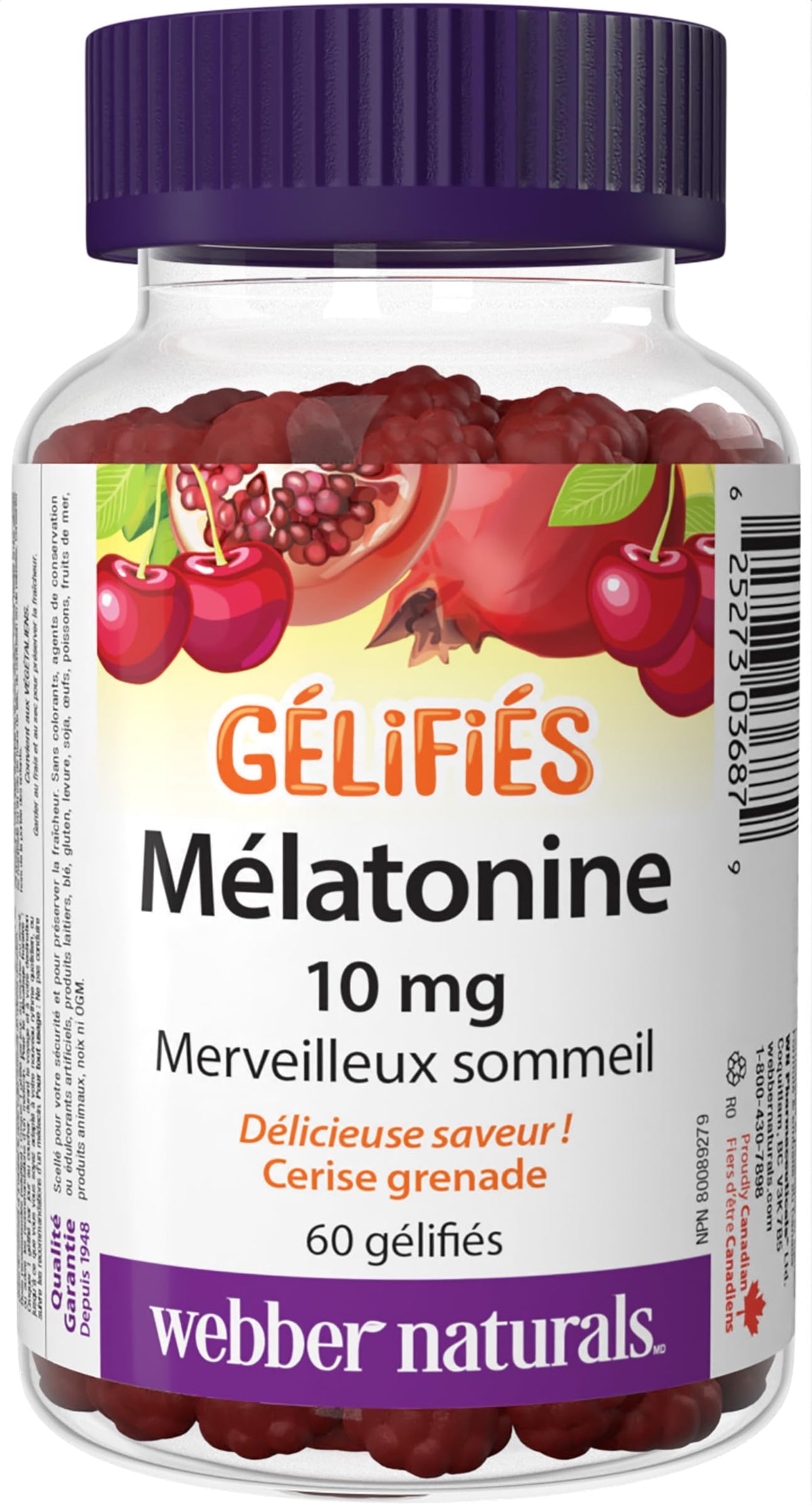 Webber Naturals Melatonin 10 mg Gummy, 60 Gummies