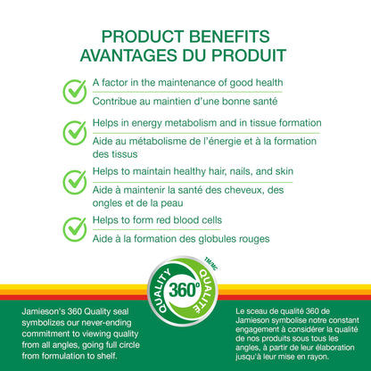 Jamieson Vitamin B100 Complex Caplets, Timed Released, Ultra Strength, Naturally Energizing, and Supports Metabolism. Vegetarian, Non-GMO, Gluten-Free, 120 Count, Proudly Canadian