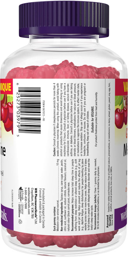 Webber Naturals Melatonin 10 mg Gummy, 100 Gummies, Value Size