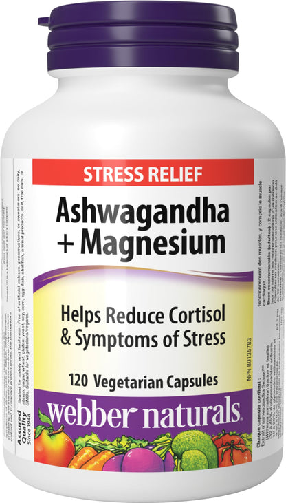 Webber Naturals Ashwagandha + Magnesium, 120 Capsules