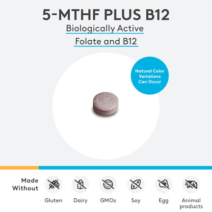 XYMOGEN 5-MTHF Plus B12 - Biologically Active Folate + Methyl B12 (Methylcobalamin) to Support Methylation and Nervous System Health - Great-Tasting Cherry Flavor (60 Quick-Dissolve Tablets)