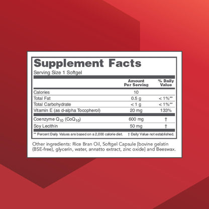 PROTOCOL FOR LIFE BALANCE CoQ10 600mg - with Vitamin E & Soy Lecithin - CoQ10 Supplement - Halal & Egg Free - 60 Softgels