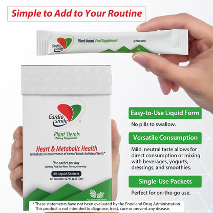 Cardiosmile 2000Mg Plant Sterols Support Healthy Cholesterol Levels With 1400 Mg Beta-Sitosterol For Support Heart And Metabolic Health, 30 Day Supply In Pack