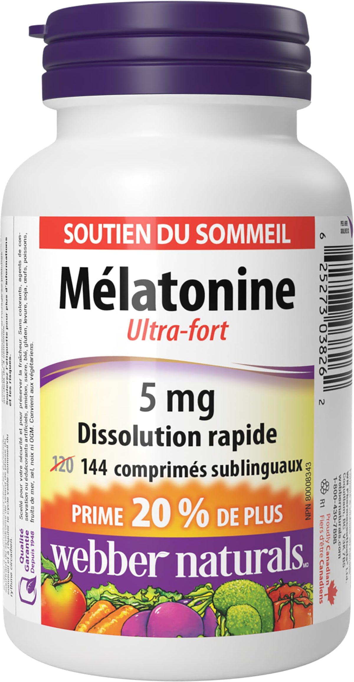Webber Naturals Melatonin 5 mg, 144 Quick Dissolve Tablets