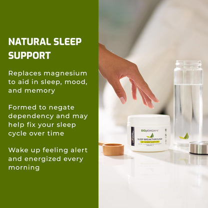 BIOptimizers Sleep Breakthrough 2.0 – Natural Support Supplement | Calming Relief Aid Adults | Non Habit Forming | 202.5 g Powder Blue Berry Dreams