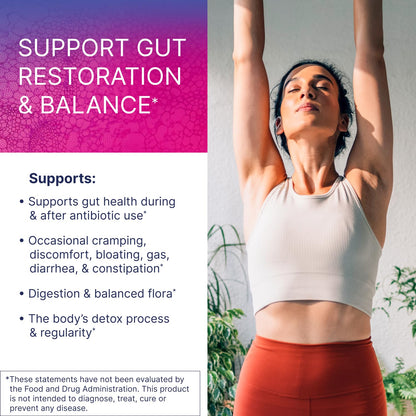 Microbiome Labs Restorflora Probiotics for Digestive Health - Gut Health Supplements with Dual Action Probiotics for Women, Men & Kids 5+ - Support Bowel Regularity & Immune Function (50 Capsules)