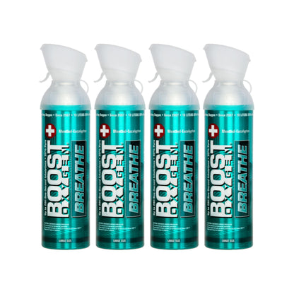 Boost Oxygen Large BREATHE Menthol-Eucalyptus Aroma 10 Liter Canister | All-Natural Resiratory Support for Aerobic Recovery, Altitude, Performance and Health (4 Pack)