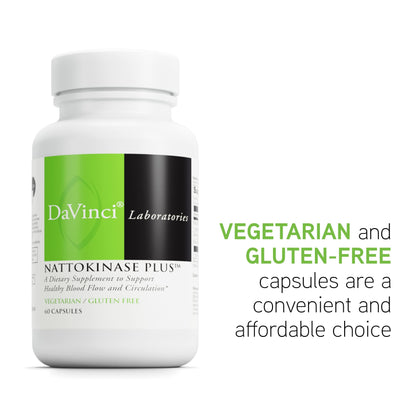 DAVINCI Labs Nattokinase Plus - High-Potency Nattokinase Supplement for Comprehensive Blood Flow Support for Men & Women - Formulated with Antioxidant Support* - 60 Vegetarian Capsules