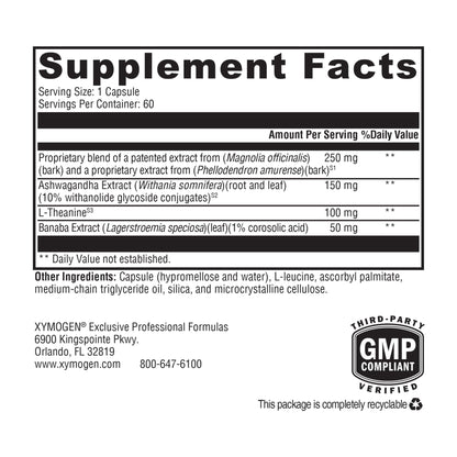 XYMOGEN Cortisolv Cortisol Supplement - Ashwagandha Supplement with L Theanine to Support Healthy Cortisol Levels, Energy, Relaxation and Mental Clarity (60 Capsules)