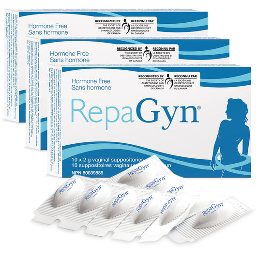 RepaGyn Vaginal Dryness Moisturizer - Helps Relieve Vaginal Dryness and Moisturizes Vaginal Tissue - Made with Hyaluronic Acid to Promote Healing of Vaginal Mucosa - Non-hormonal Natural Health Product - 3-Pack