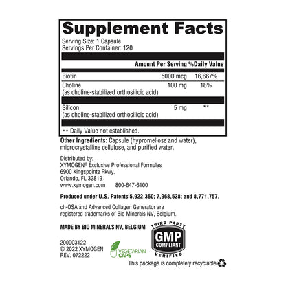 XYMOGEN RegeneMax Plus – Advanced Collagen Supplements with Biotin & Clinically Tested ch-OSA - Supports Skin, Hair, Nails & Bone Health - Collagen for Women & Men (120 Capsules)