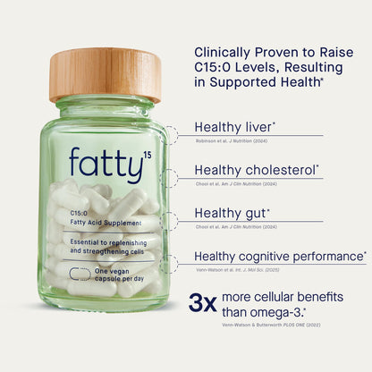 Fatty15 C15:0 Pentadecanoic Acid Supplement - 90 Vegan Capsules