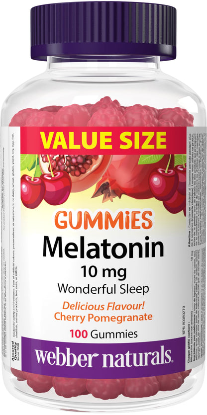Webber Naturals Melatonin 10 mg Gummy, 100 Gummies, Value Size