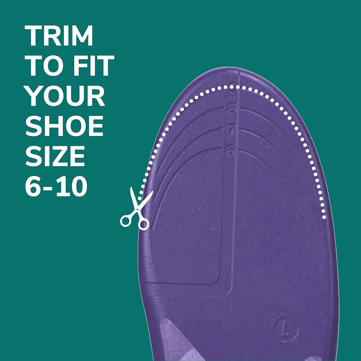 Dr. Scholl's Prevent Pain Protective Insoles, Protect Against Foot, Knee, Lower Back Pain, Promote Foot Health & Wellness, Trim to Fit Insert, Women Shoe Size 6-10, 1 Pair