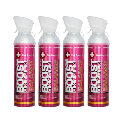 Boost Oxygen Large BALANCE Pink Grapefruit Aroma 10 Liter Canister | All-Natural Resiratory Support for Aerobic Recovery, Altitude, Performance and Health (4 Pack)