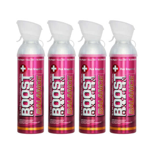 Boost Oxygen Large BALANCE Pink Grapefruit Aroma 10 Liter Canister | All-Natural Resiratory Support for Aerobic Recovery, Altitude, Performance and Health (4 Pack)
