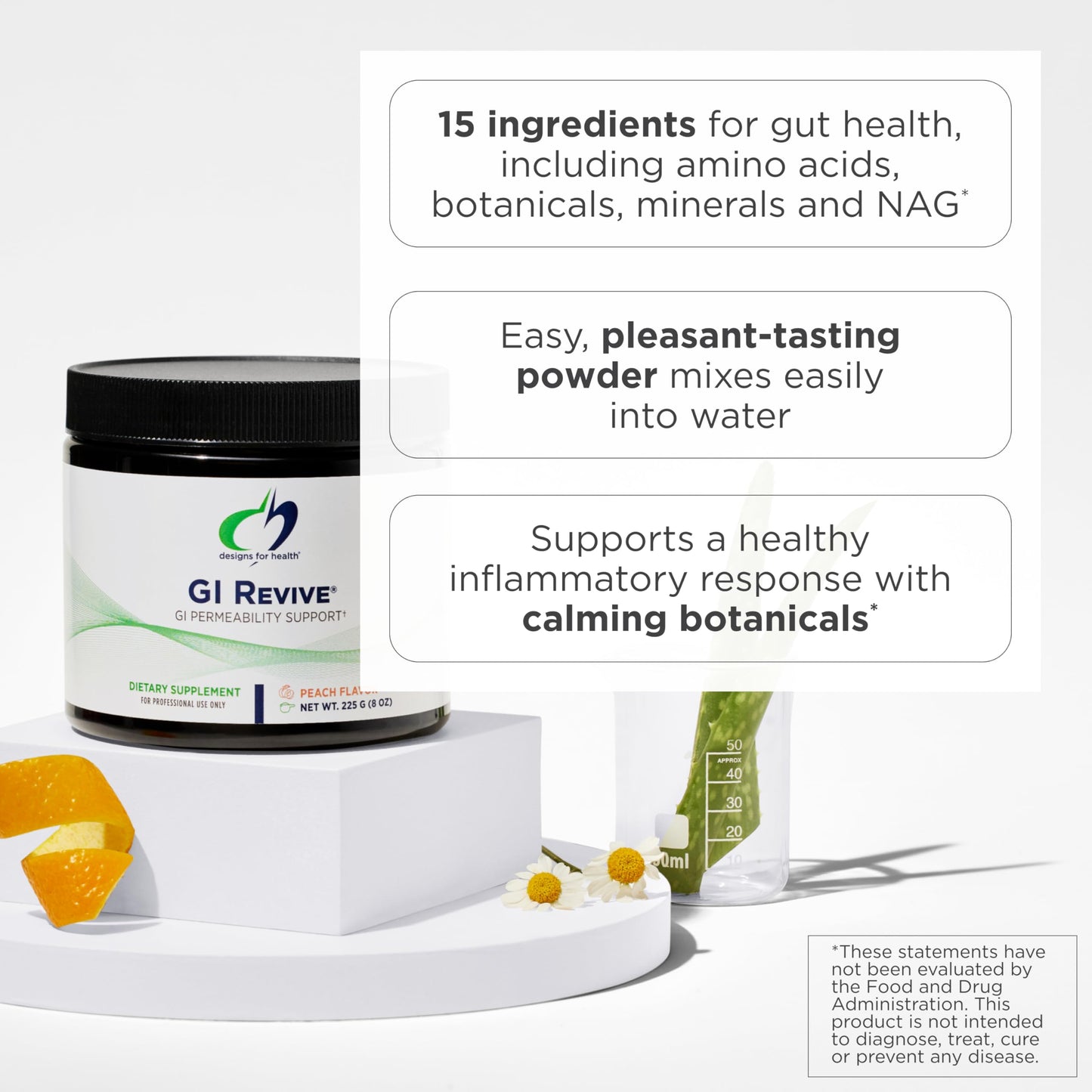 Designs for Health GI Revive Gut Health Powder - L Glutamine & Citrus Pectin for Digestive Health + Slippery Elm, Marshmallow Root & Cat's Claw for Healthy Intestinal Function (28 Servings)