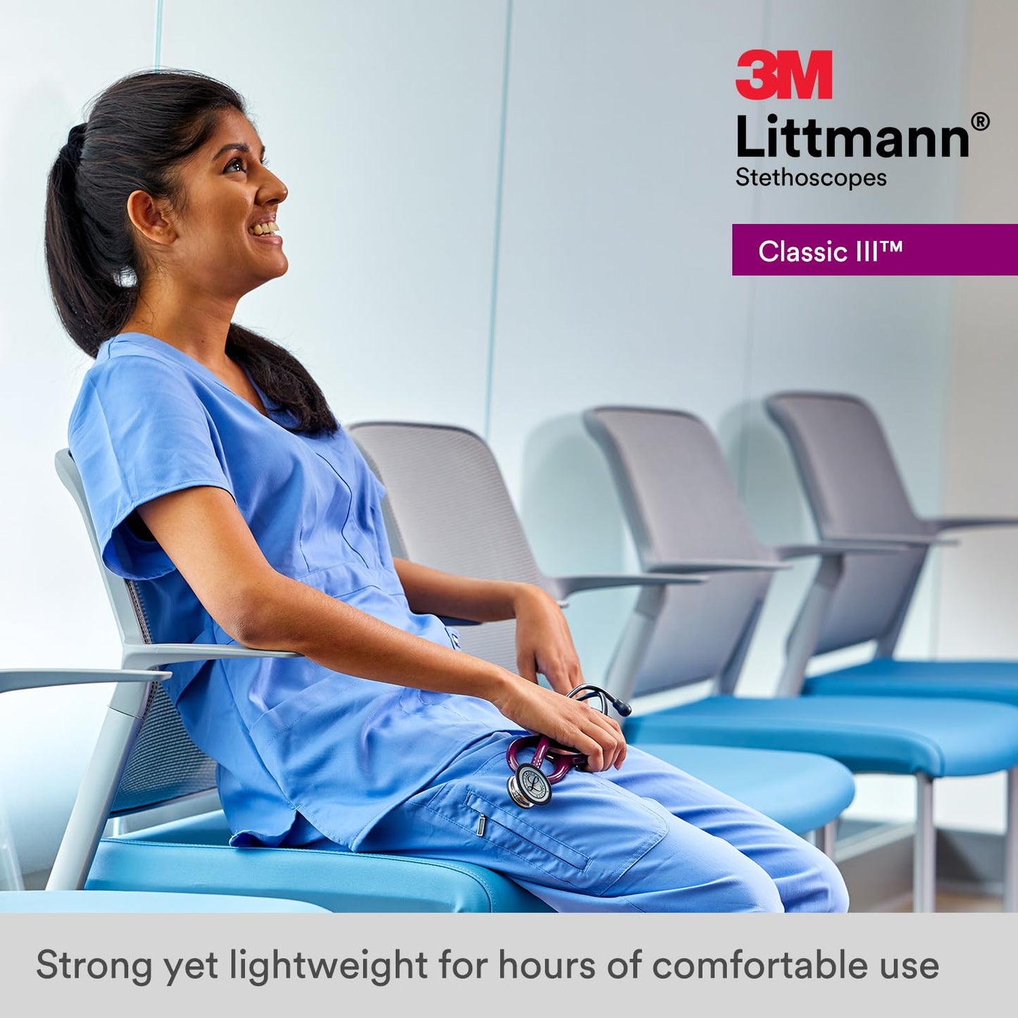 3M Littmann Classic III Monitoring Stethoscope, 5633, More Than 2X as Loud, Weighs Less