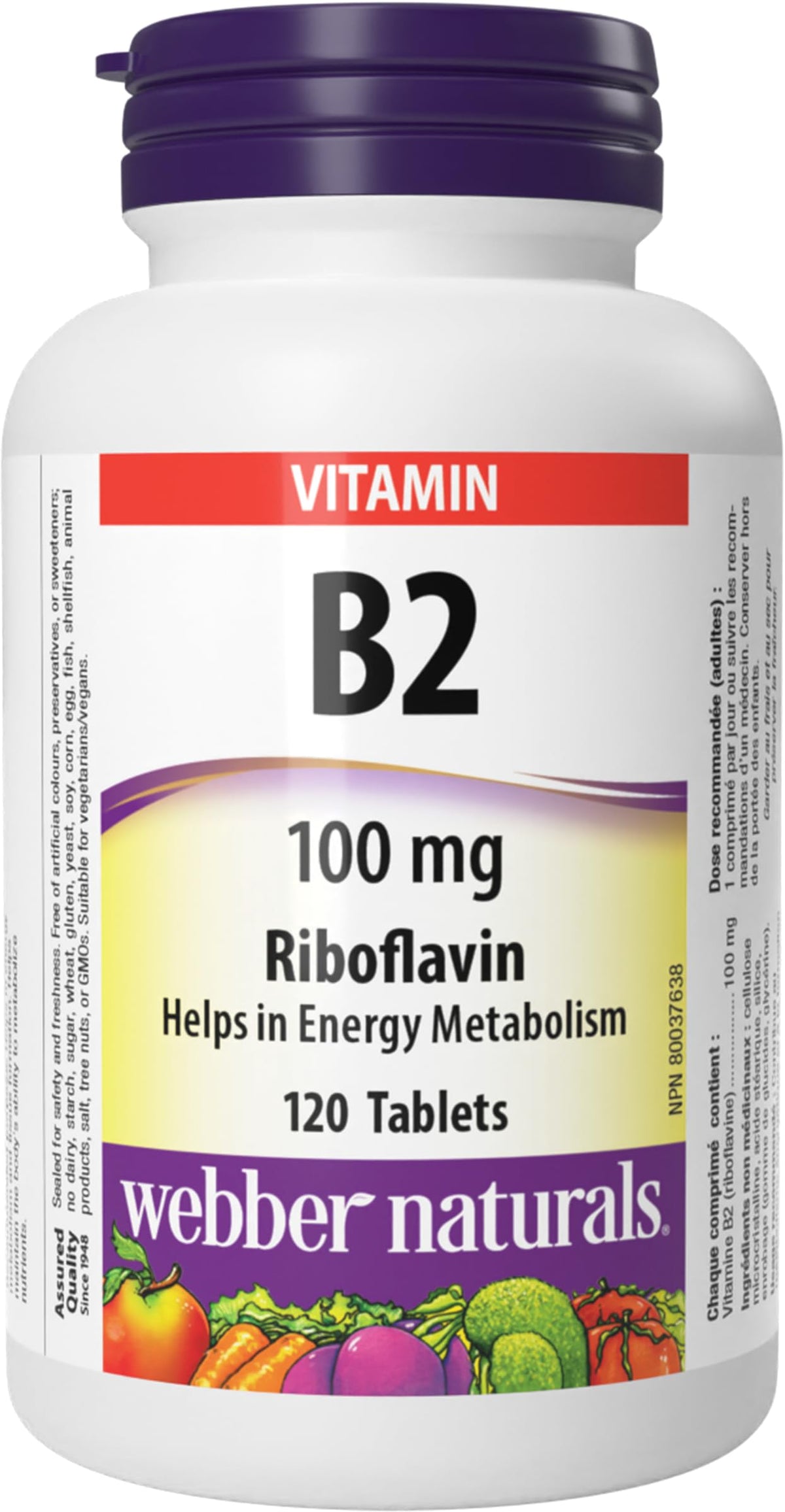 Webber Naturals Vitamin B2 Riboflavin 100 mg, 120 Tablets