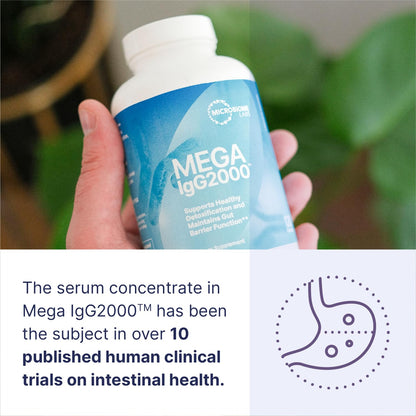 Microbiome Labs Mega IgG2000 Capsules - Dairy Free Bovine Colostrum Supplement Alternative - Immunoglobulin Supplement from Bovine Serum to Support Digestive Health (120 Capsules)