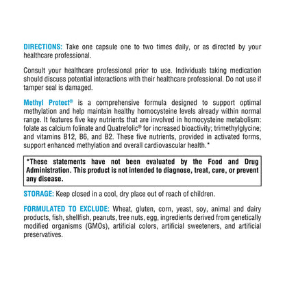 XYMOGEN Methyl Protect - Optimal Methylation Formula with Methyl Folate, Vitamin B12 (Methylcobalamin b12), Riboflavin + B6 Vitamins - Cognitive, Homocysteine + Heart Health Supplements (120 Capsules)