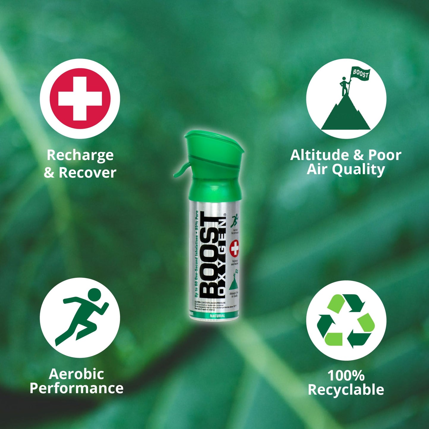 Boost Oxygen Pocket Size Natural 3L Canister | Respiratory Support for Aerobic Recovery, Altitude, Performance & Health (4 Pack)