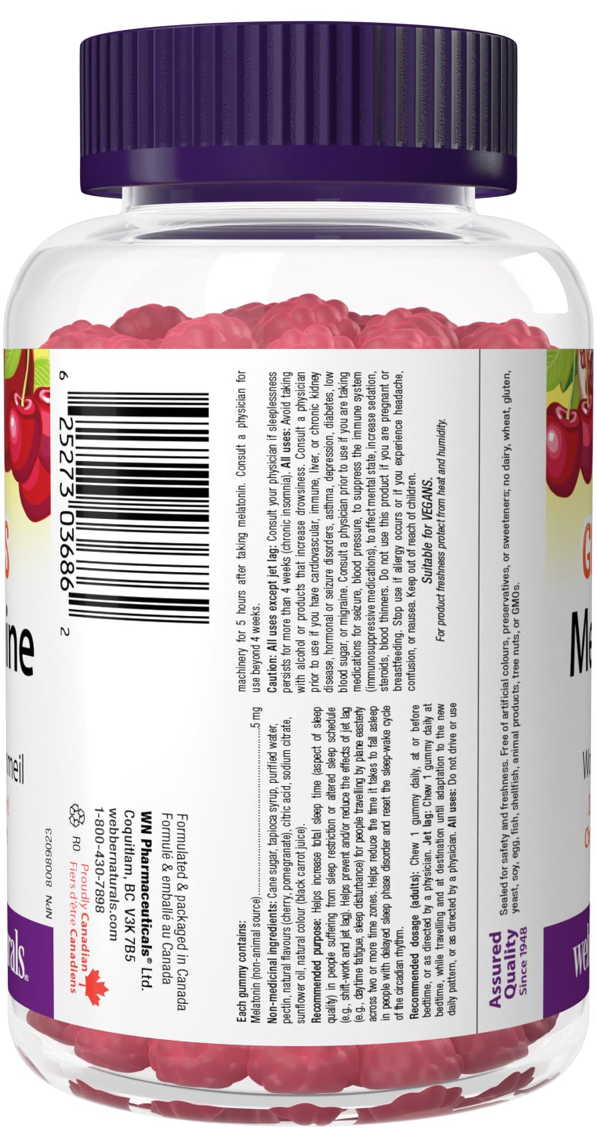 Webber Naturals Melatonin 5 mg Gummy, 90 Gummies