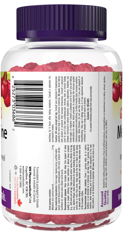 Webber Naturals Melatonin 5 mg Gummy, 90 Gummies