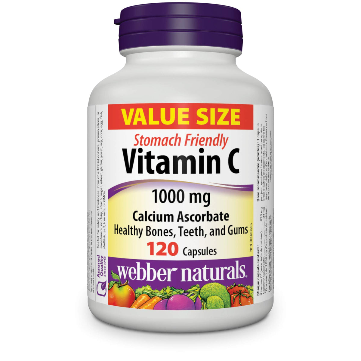 Webber Naturals Vitamin C Stomach Friendly 1000 mg, 120 Capsules