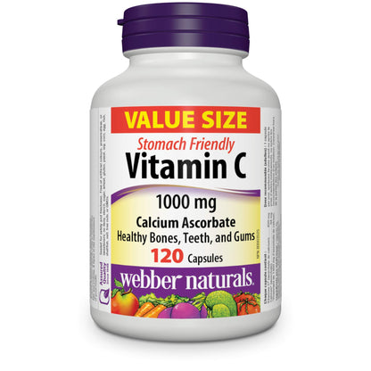 Webber Naturals Vitamin C Stomach Friendly 1000 mg, 120 Capsules