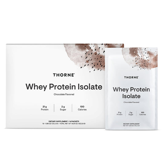THORNE - Whey Protein Isolate - 21 Grams of Easy-to-Digest Whey Protein Powder - NSF Certified for Sport - Chocolate - 14.79 Ounces - 14 Packets