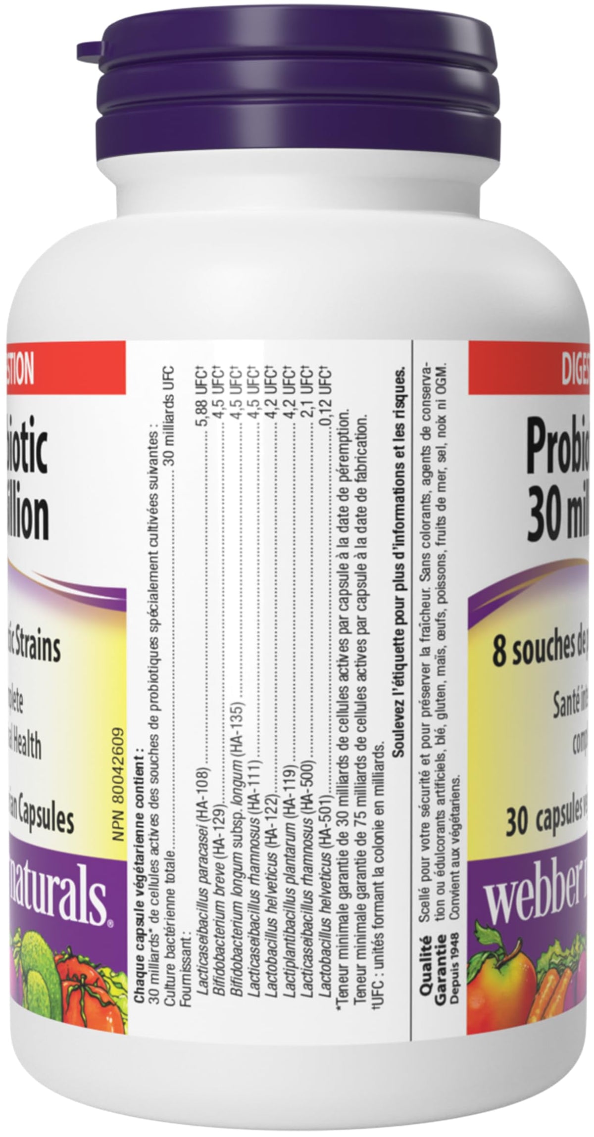 Webber Naturals Probiotic 30 Billion, 30 Capsules