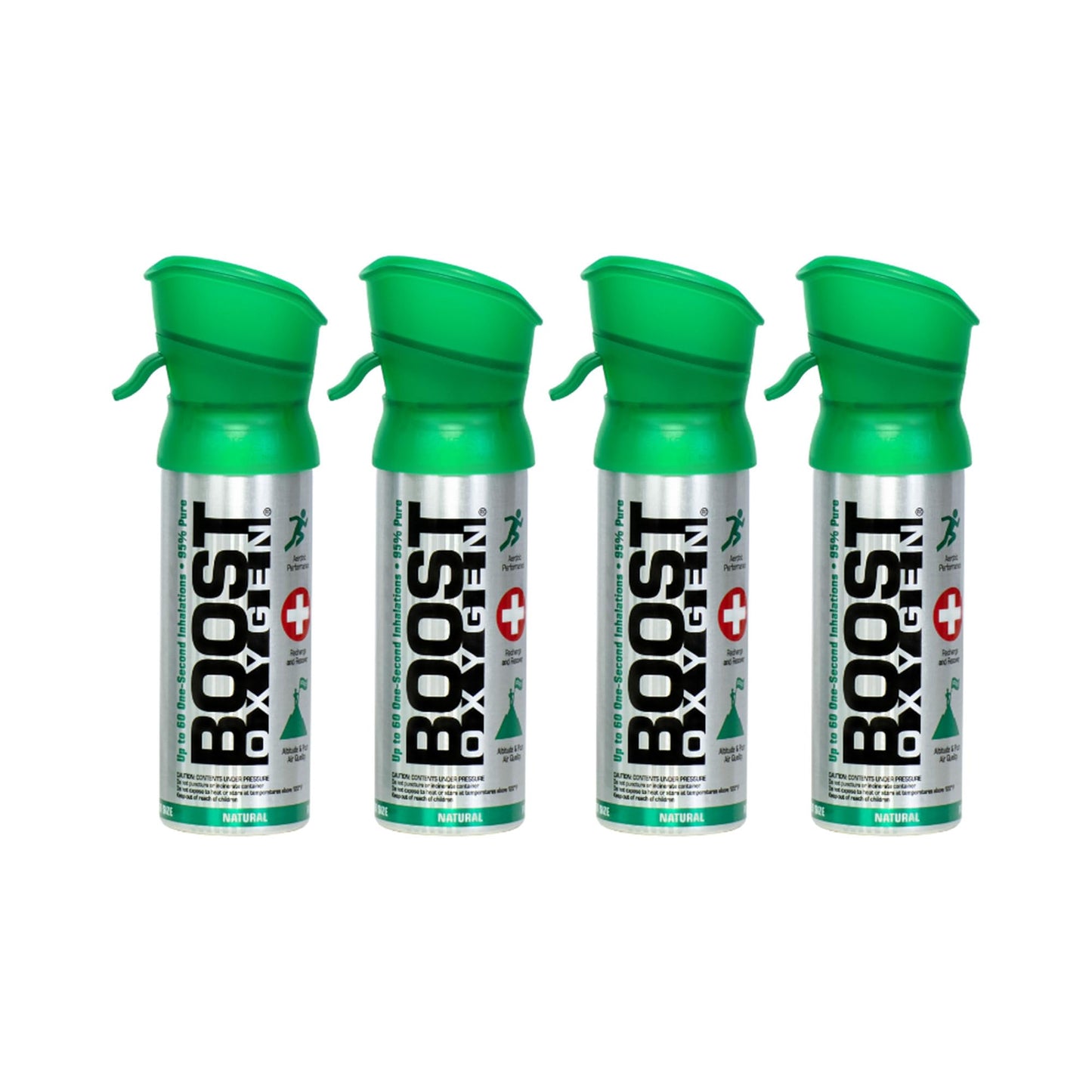 Boost Oxygen Pocket Size Natural 3L Canister | Respiratory Support for Aerobic Recovery, Altitude, Performance & Health (4 Pack)