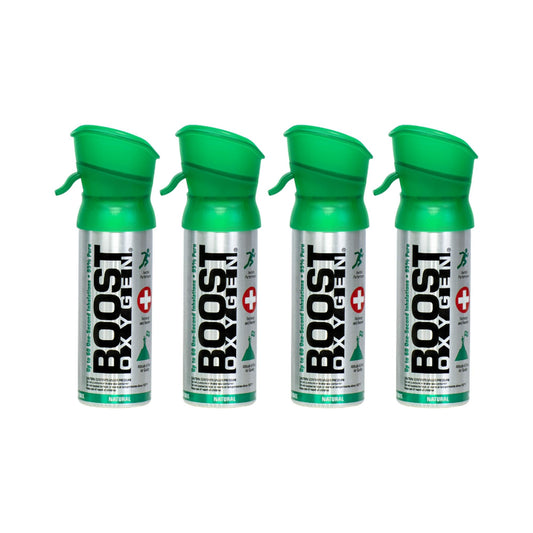 Boost Oxygen Pocket Size Natural 3L Canister | Respiratory Support for Aerobic Recovery, Altitude, Performance & Health (4 Pack)