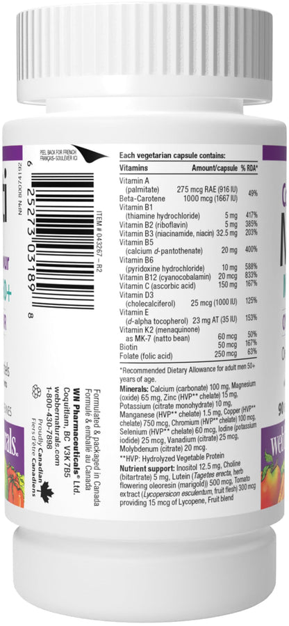 Webber Naturals Men's 50+ Most Complete Multi, 90 Vegetarian Capsules