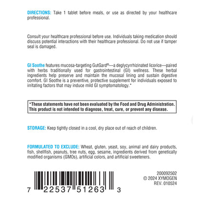 XYMOGEN Gut Health Supplements - GI Soothe Chocolate - Slippery Elm Bark, Licorice Root Extract & Marshmallow Root - Promote GI Lining Health, Mild Bloating Relief & Digestive Comfort (90 Tablets)