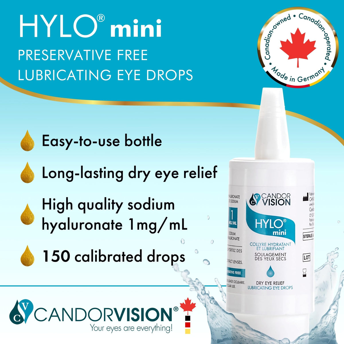 CandorVision HYLO® mini Preservative-Free Eye Drops (150 Drops, 5ml)