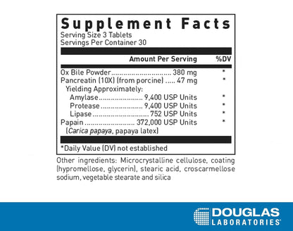 Douglas Laboratories Bilex - Digestive Enzyme Supplement - With Lipase, Papain, Amylase & Ox Bile Extract - Digestive Enzymes for Digestion* - 90 Tablets