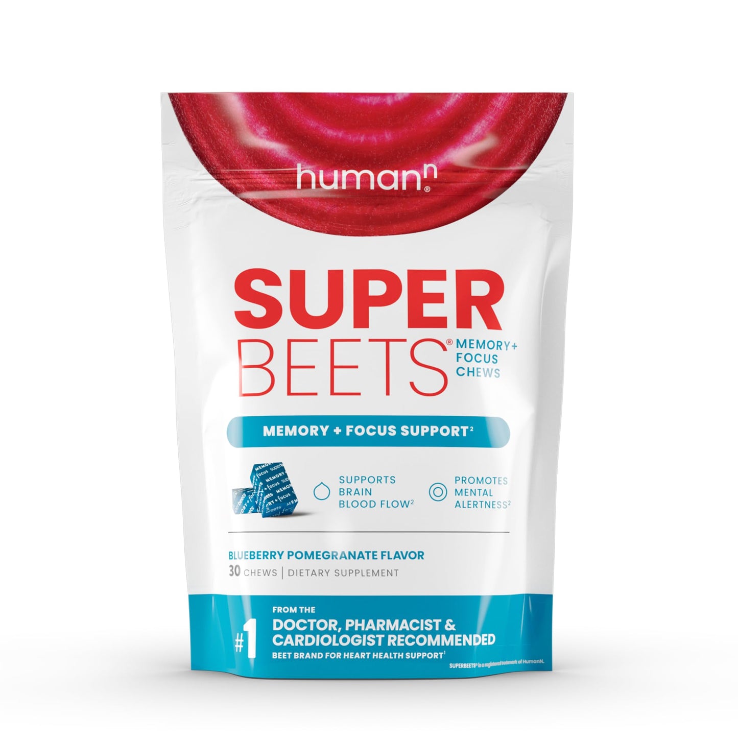 HumanN SuperBeets Memory + Focus & D3 Chews