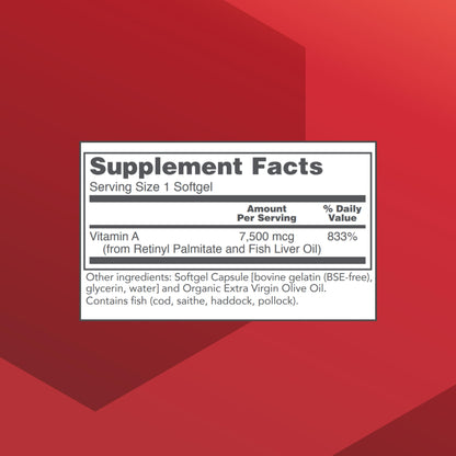 PROTOCOL FOR LIFE BALANCE Vitamin A 25,000 IU - Eye, Retina, and Immune Health - 100 Softgels