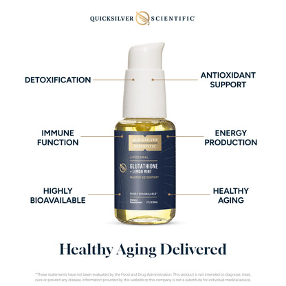 Quicksilver Scientific Liposomal Glutathione - Superior Absorption Oral Glutathione Supplement for Detox & Immune Support - 100 mg - Gluten Free & Non-GMO (1.7 fl oz)