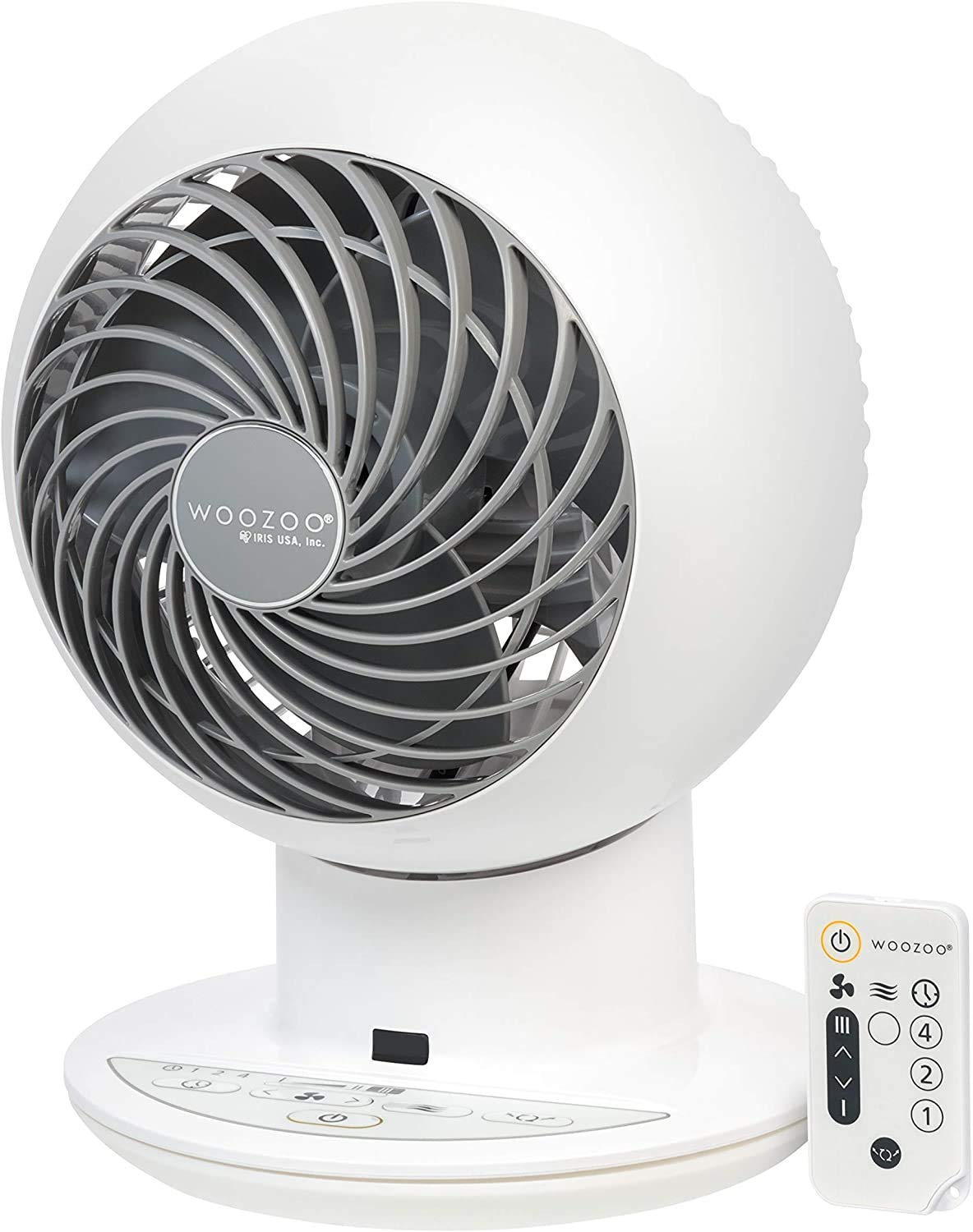 IRIS USA WOOZOO Desk Fan with Remote, Oscillating Table Air Circulator, 5 Speeds, Low Noise Motor, Small Fan for Bedroom, Office, Dorm, White