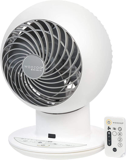IRIS USA WOOZOO Desk Fan with Remote, Oscillating Table Air Circulator, 5 Speeds, Low Noise Motor, Small Fan for Bedroom, Office, Dorm, White