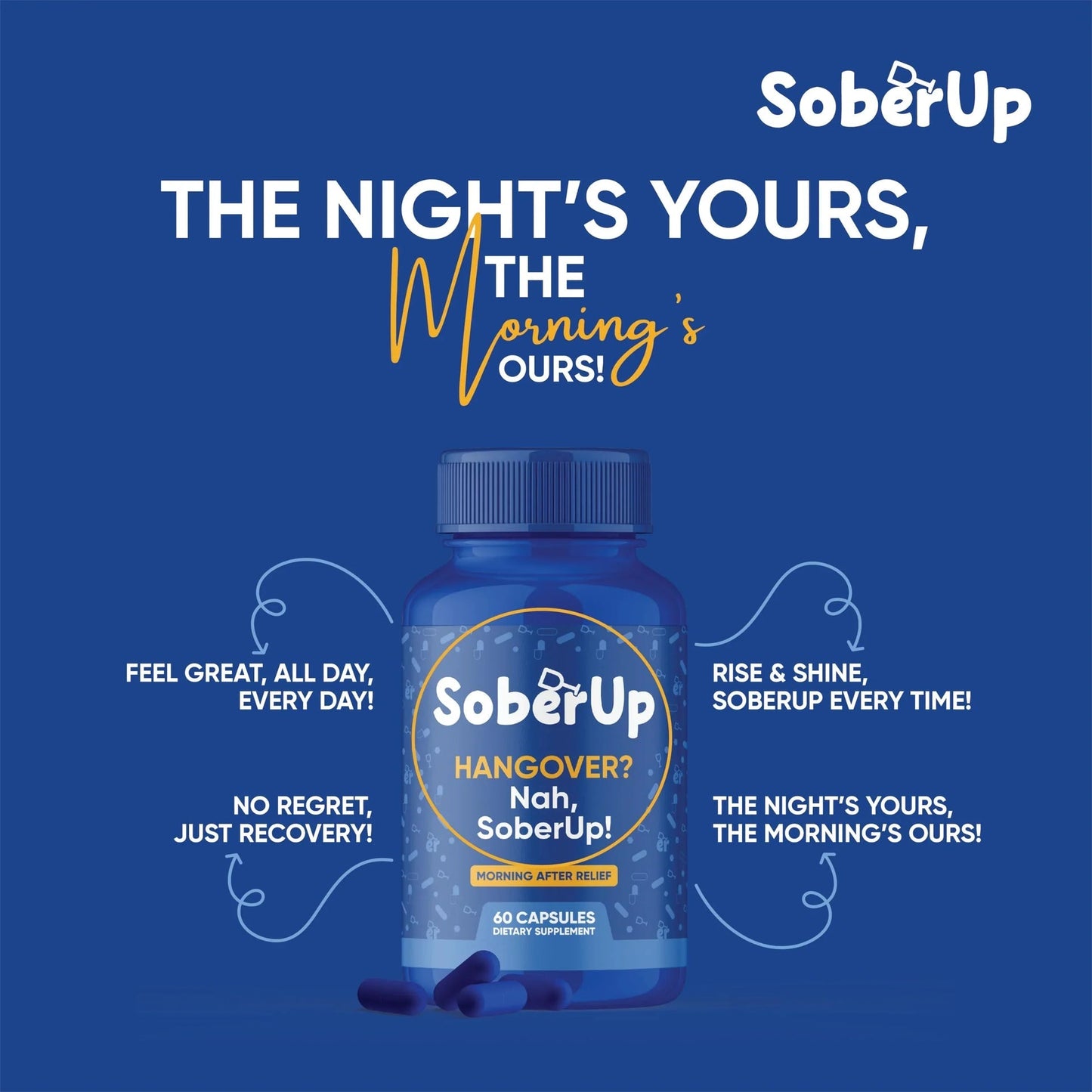 SoberUp Recovery Boost – Hydration, Electrolytes, Antioxidants – 60 Capsules